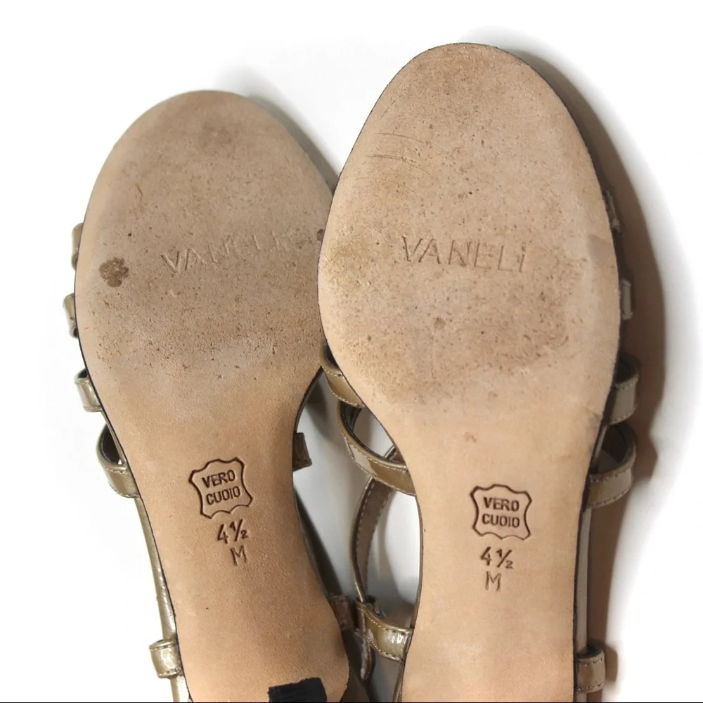 Vaneli | Gold Strapy Kitten Heels